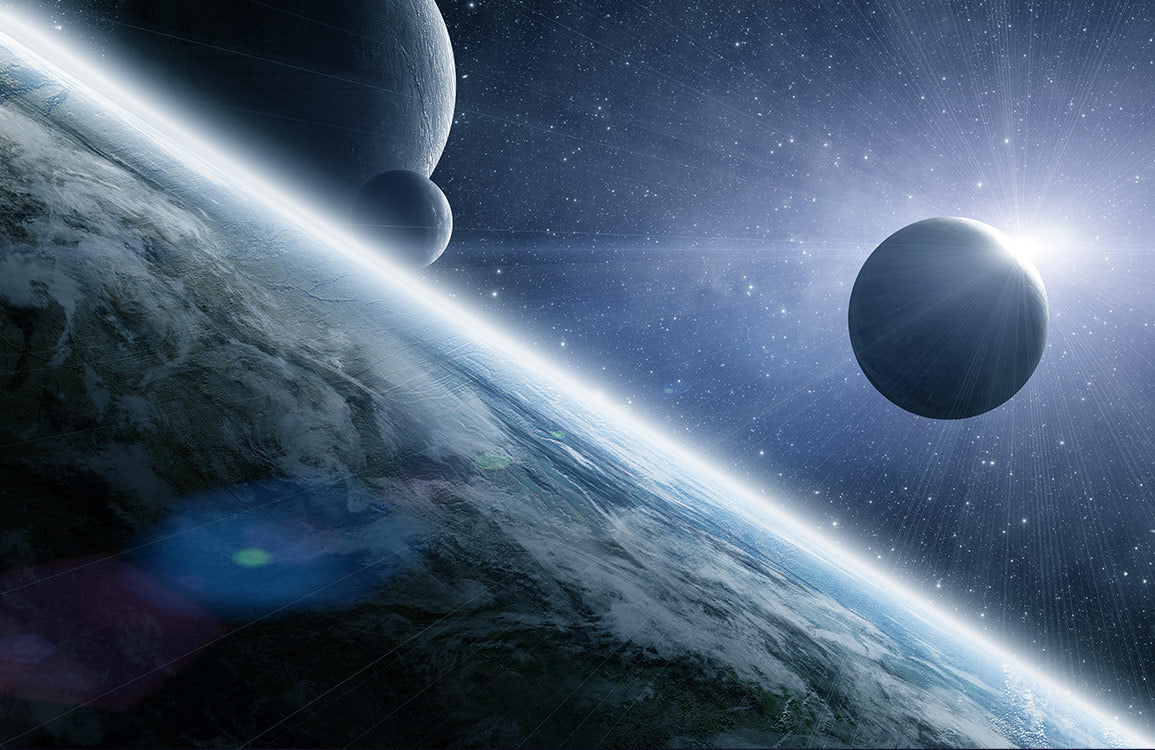 Galactic Space Scene Feature Mural Wallpaper