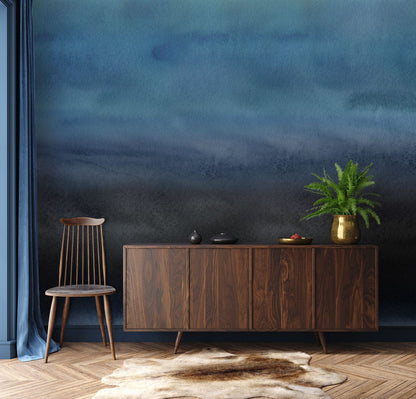 dark watercolor ombre wall mural home interior