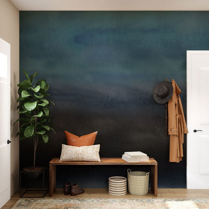 dark watercolor abstract mural lounge decoration idea
