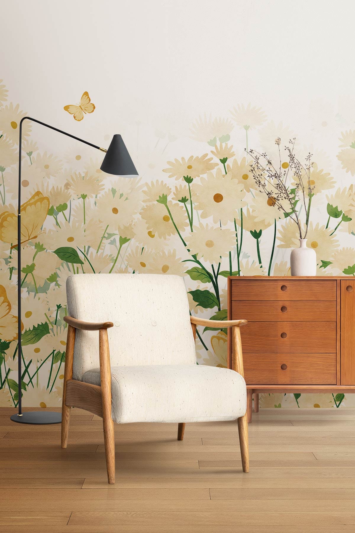 Decorative Dassie and Butterfly Wallpaper Mural for an Interior Hallway