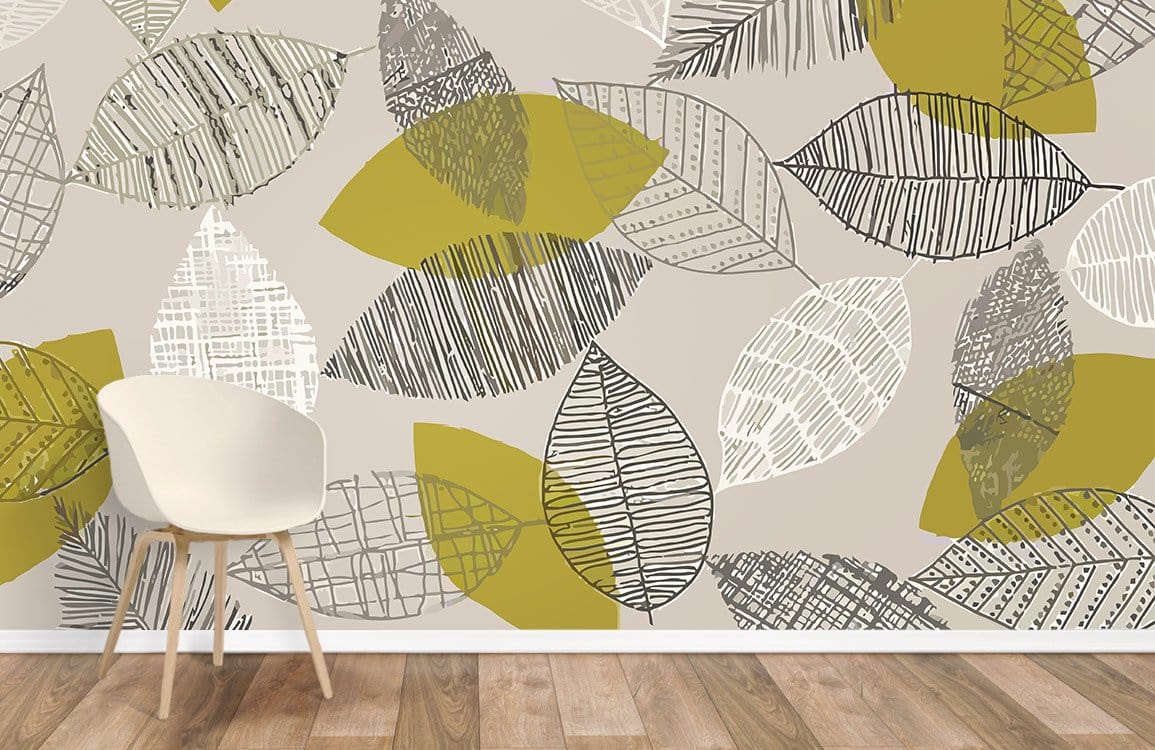 Decorative Leaves pattern wallpaper mural room