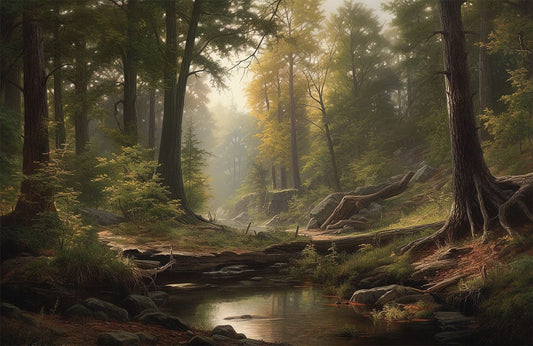 Enchanted Forest Stream Landscape Mural Wallpaper