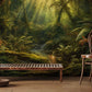 Tropical Jungle Sunrise Nature Mural Wallpaper in living room