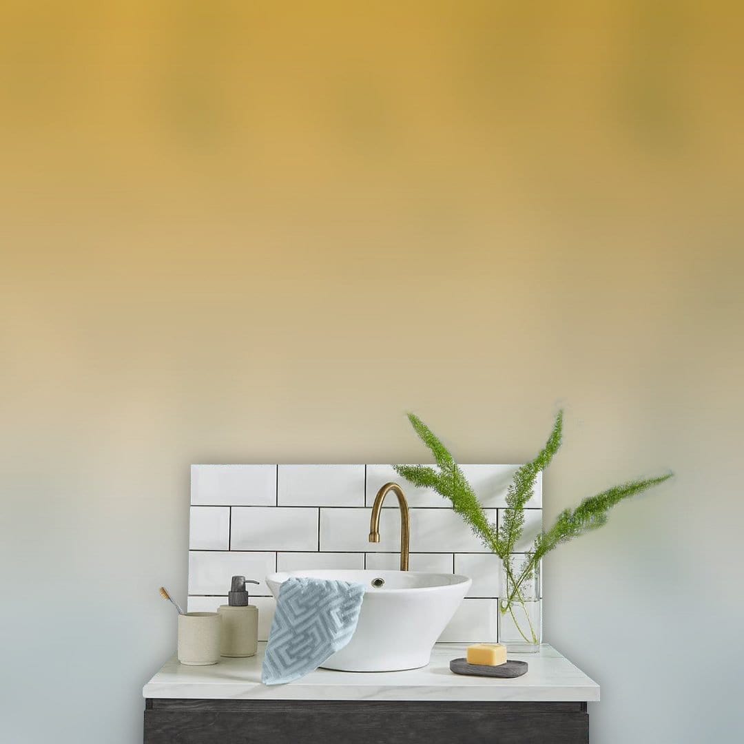 Yellow and Gradient Ombre Wallpaper Mural for Use as Decoration in Bathrooms