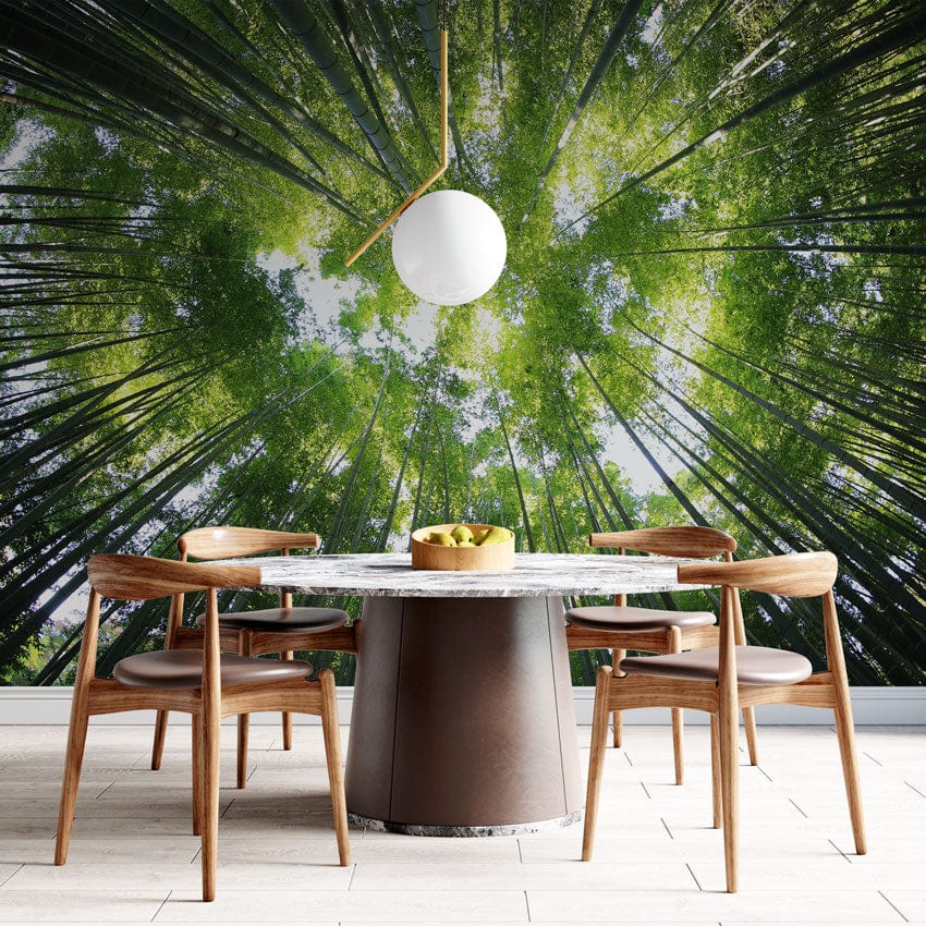 green bamboo forest wall mural dining room decoration