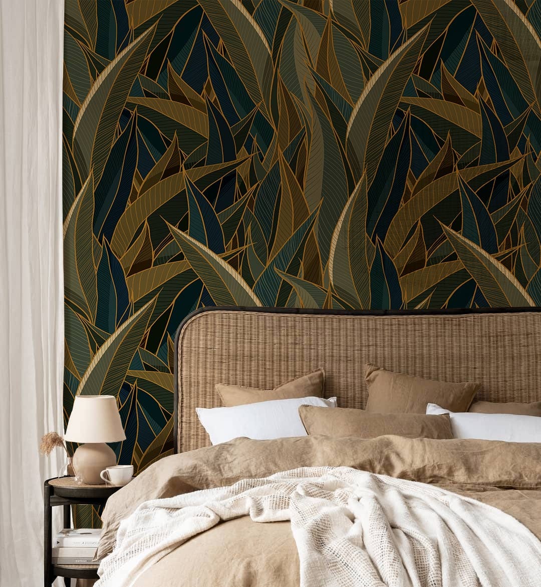 booming leaves mural wallpaper for bedroom decor