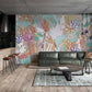 colorful jungle with animal wallpaper mural for hallway