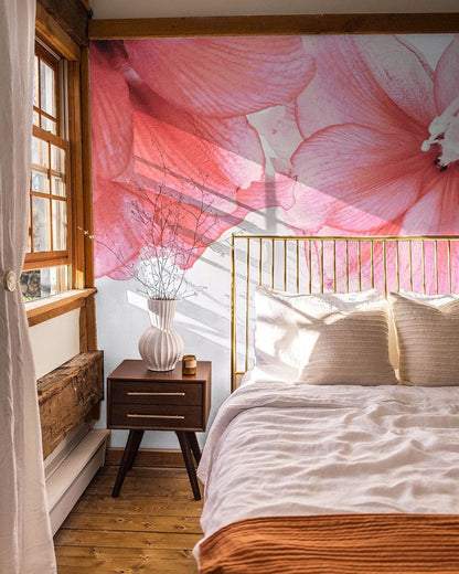 Hibiscus Flower Wallpaper Mural with Detailed Pattern for Bedroom Decoration