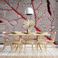Wallpaper mural with dewdrops on red leaves, perfect for the dining room's decor.