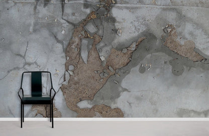 Wallpaper mural for home decoration with dilapidated grey walls.