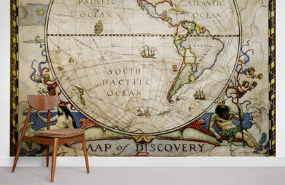 Vintage Nautical Map Wallpaper for Wall