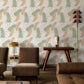 Wallpaper mural featuring a pastel banana leaf design for the living room decor