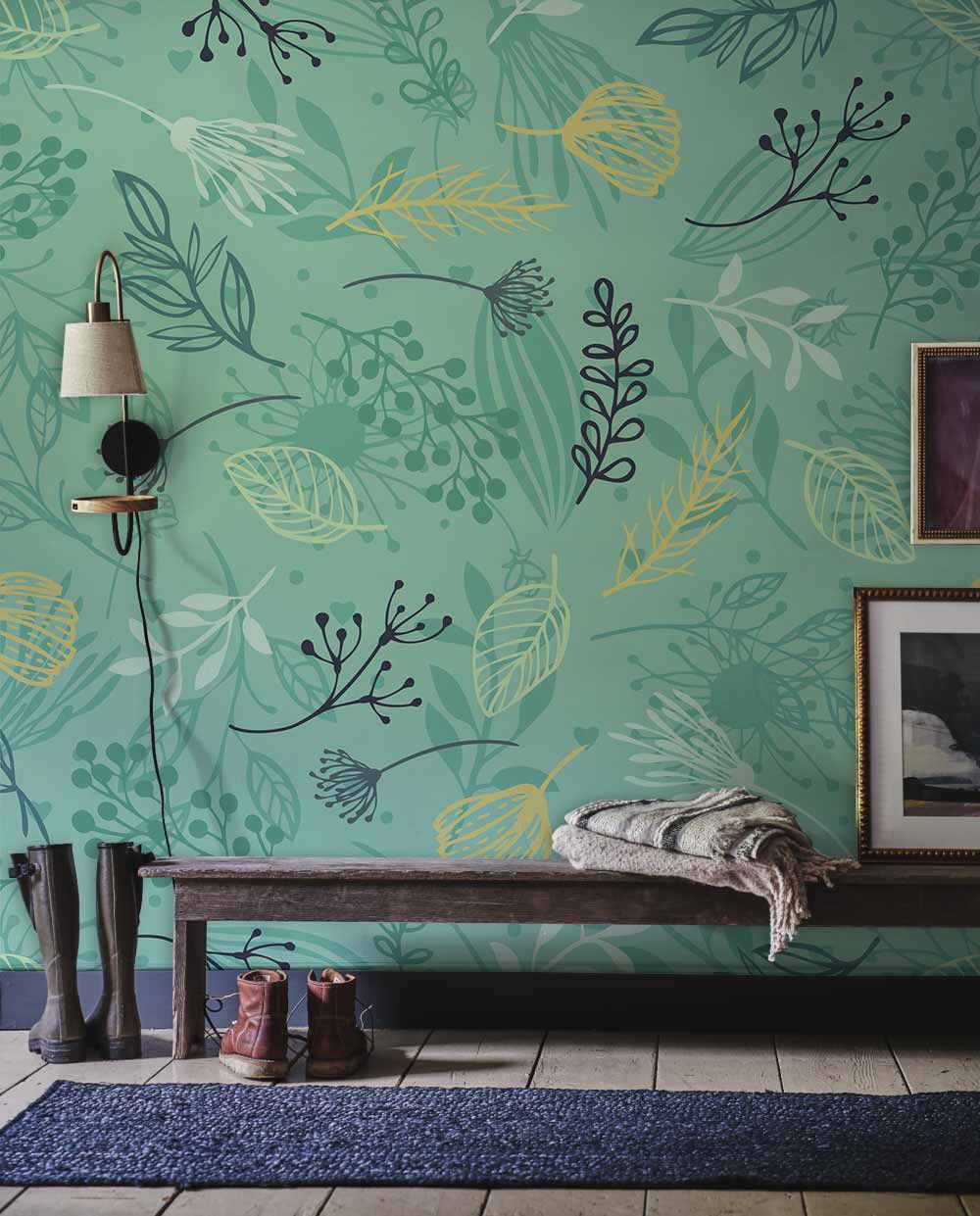 Ditsy Leaf Wallpaper Mural Art Design