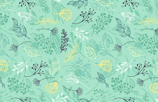 Ditsy Leaf Green Plant Wallpaper Home Decor