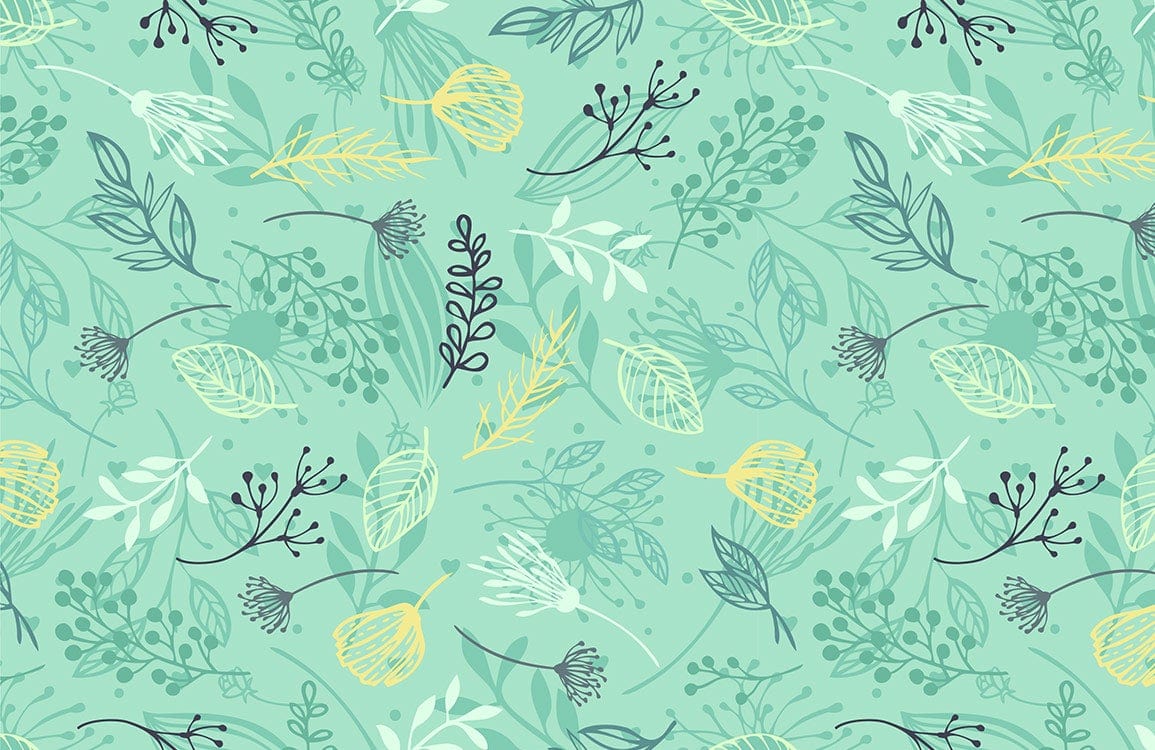 Ditsy Leaf Green Plant Wallpaper Home Decor