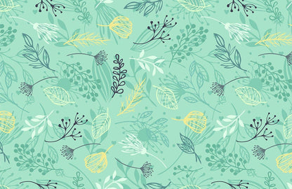 Ditsy Leaf Green Plant Wallpaper Home Decor