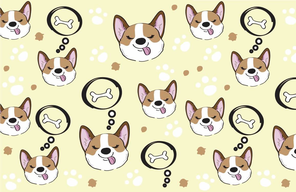 Wallpaper mural with a Corgi Pattern for Use in Home Decoration