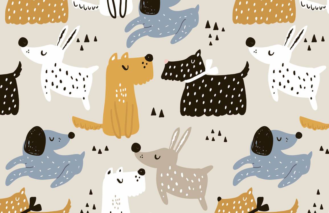 Wallpaper mural with a cartoon dog pattern, perfect for decorating your home.