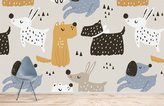 Wallcovering with a Cartoon Dog Pattern, Suitable for Home Decoration