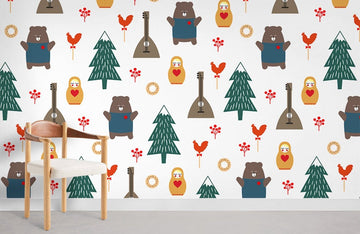 Whimsical Forest Animal Kids Wall Mural Wallpaper