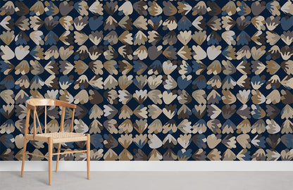 Doodle Leaf Pattern Mural Wallpaper Home Interior
