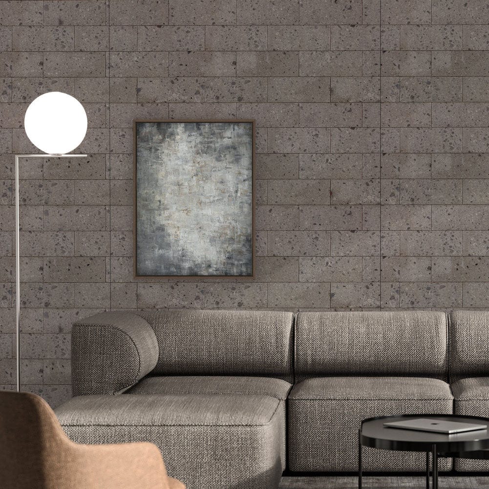 dots on brick wall mural lounge decor idea