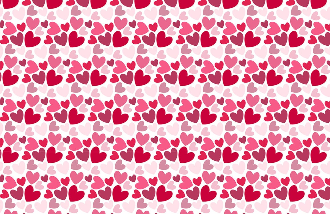 Romantic Pink Heart Pattern Mural Wallpaper