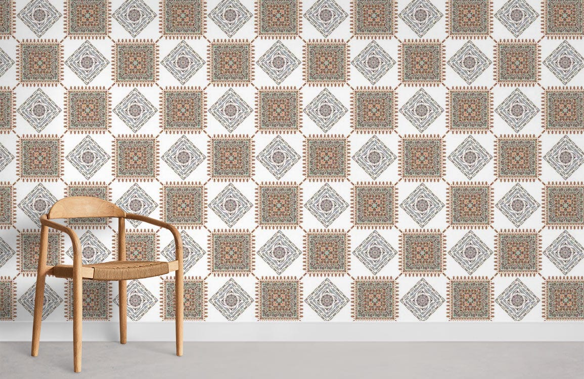 Wallpaper Mural in a Room with Two Kinds of Squares