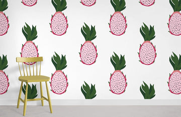 Pink Whimsical Dragonfruit Mural Wallpaper