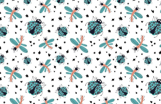 Whimsical Insect Pattern Kids Room Mural Wallpaper