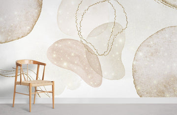 Abstract Gold Accent Neutral Mural Wallpaper