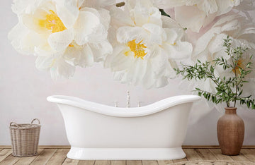Soft White Floral Blossom Mural Wallpaper