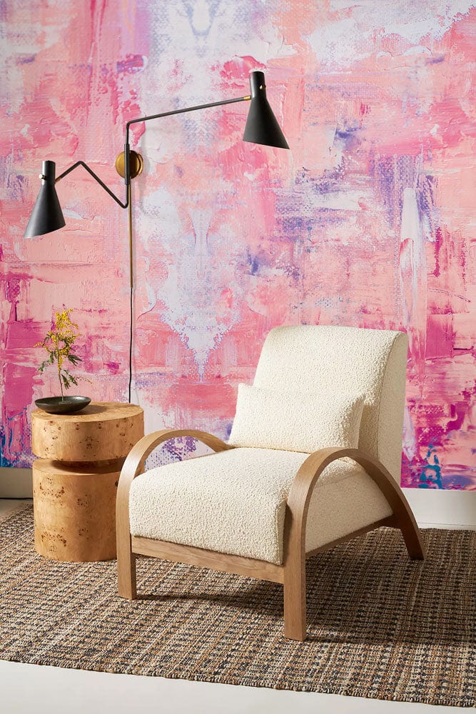 Beautiful Pink Paint and Wallpaper Mural for the Hallway Decoration
