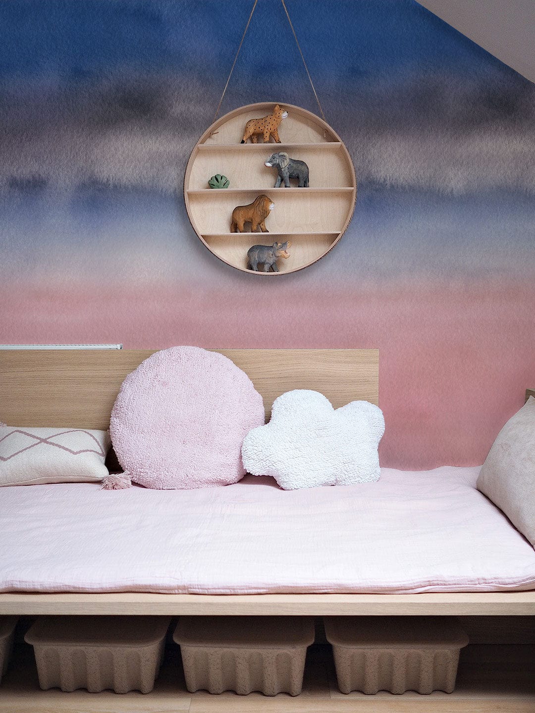 multi colored watercolor ombre mural art design