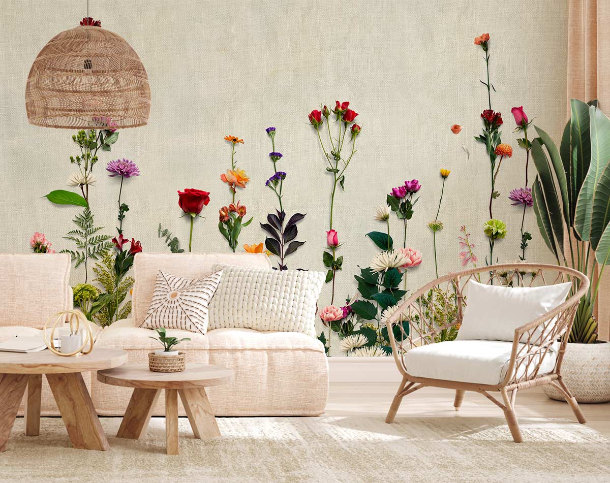 Dried Flower Bushes Wallpaper Mural Home Interior Decor