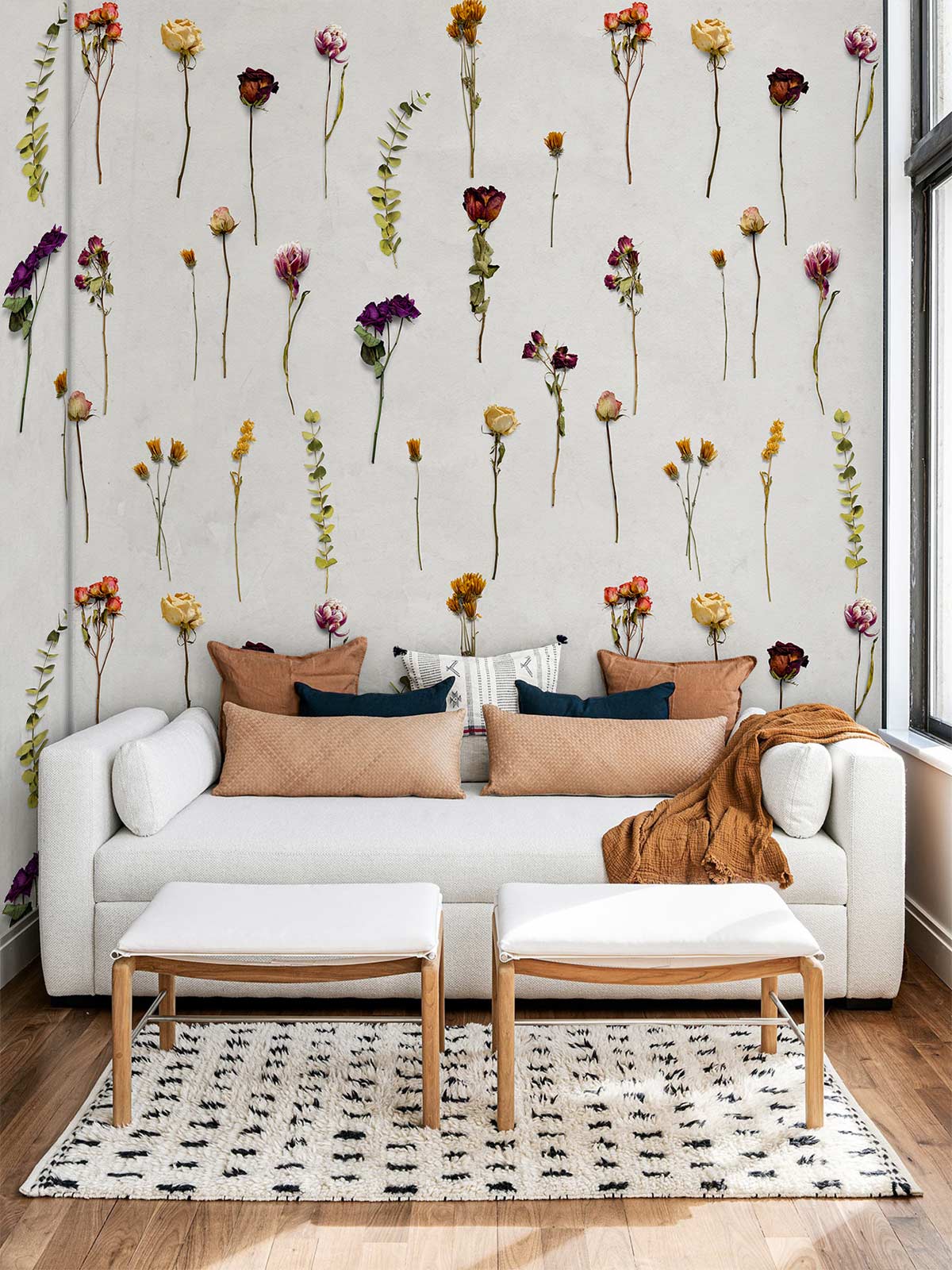 Dride Flowers Wall Mural Home Interior Decor