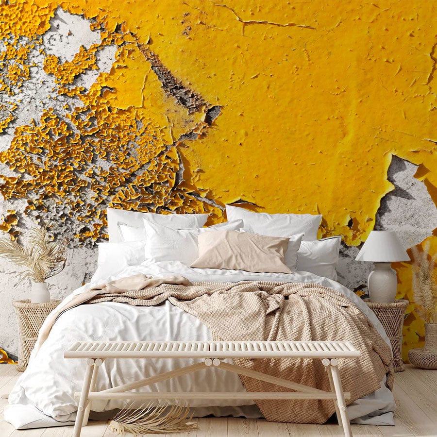 Wallpaper mural featuring a dry yellow paint finish, ideal for use in bedrooms