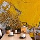 Decorate your dining room with this dry yellow paint wall mural wallpaper.