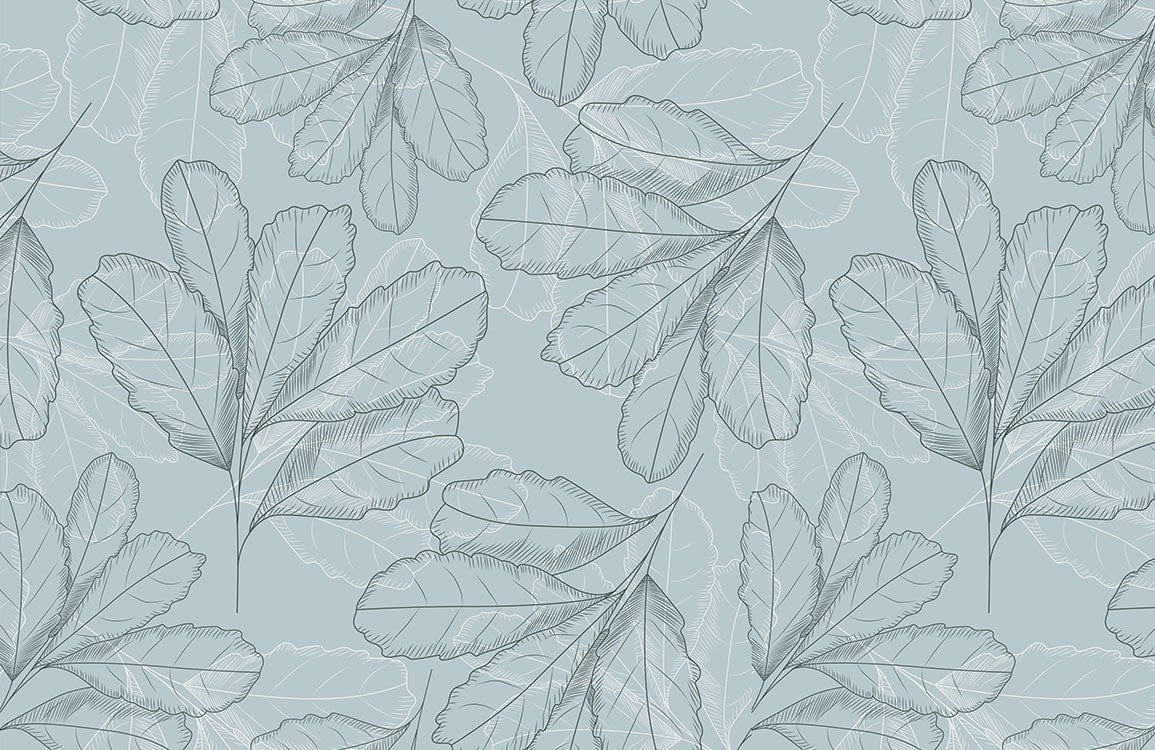 Dusty Blue Leaves Patern Custom Wallpaper Design