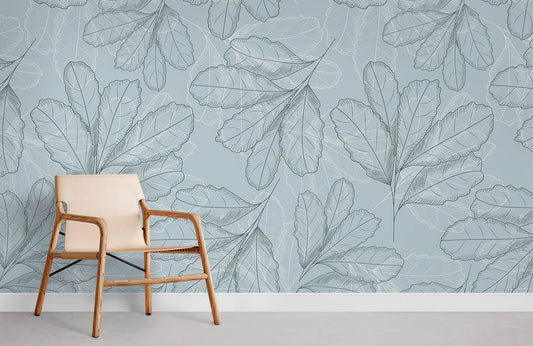 Blue Leaves Pattern Wallpaper for Home