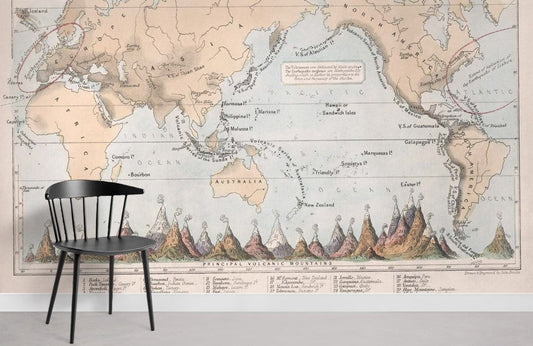 Vintage Educational Map Mural Wallpaper