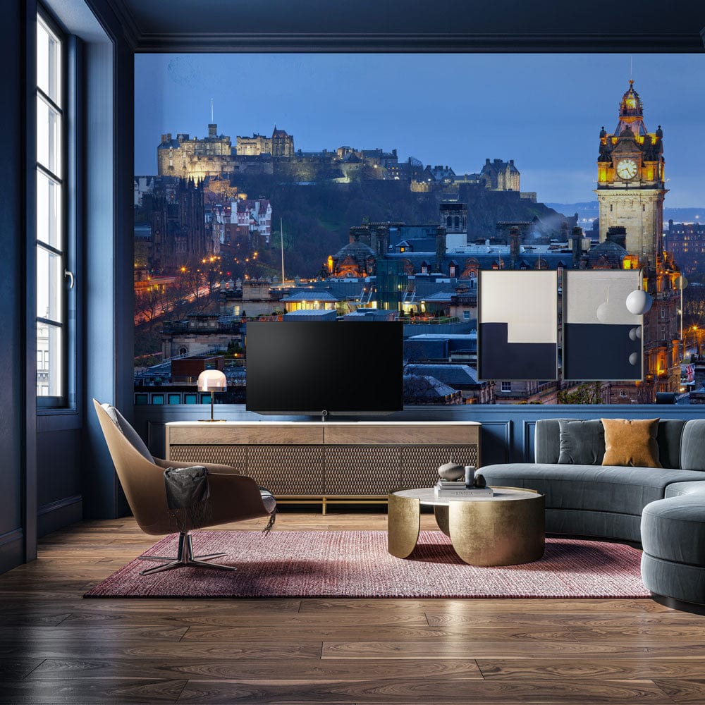 Wallpaper Mural with the Scenery of Edinburgh's Castles, Perfect for Decorating the Living Room