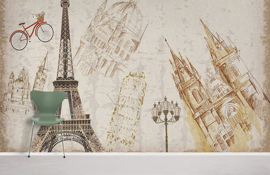 Wallpaper Mural of the Eiffel Tower for Home Decoration