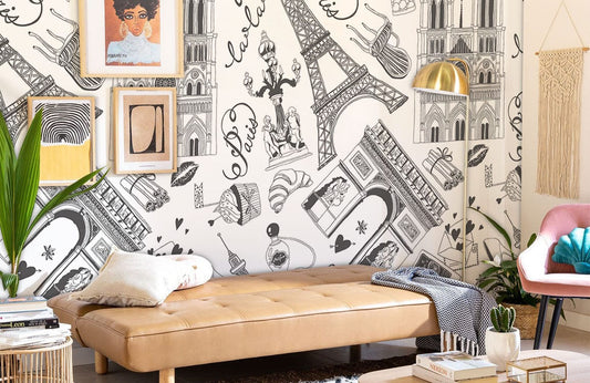 eiffel tower wallpaper  mural hallway decoration