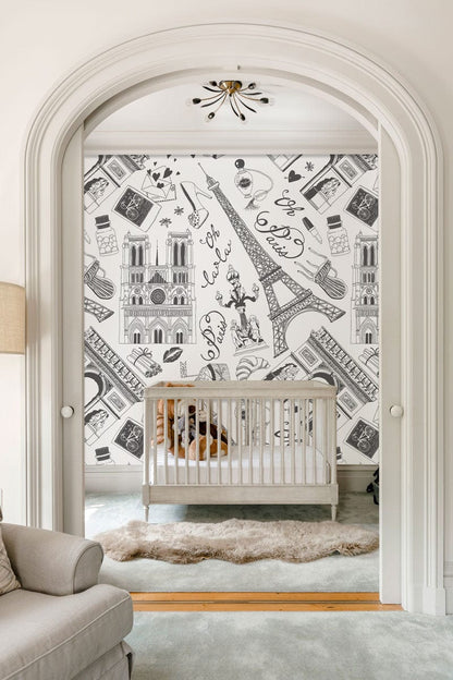 eiffel tower wallpaper mural lounge decor