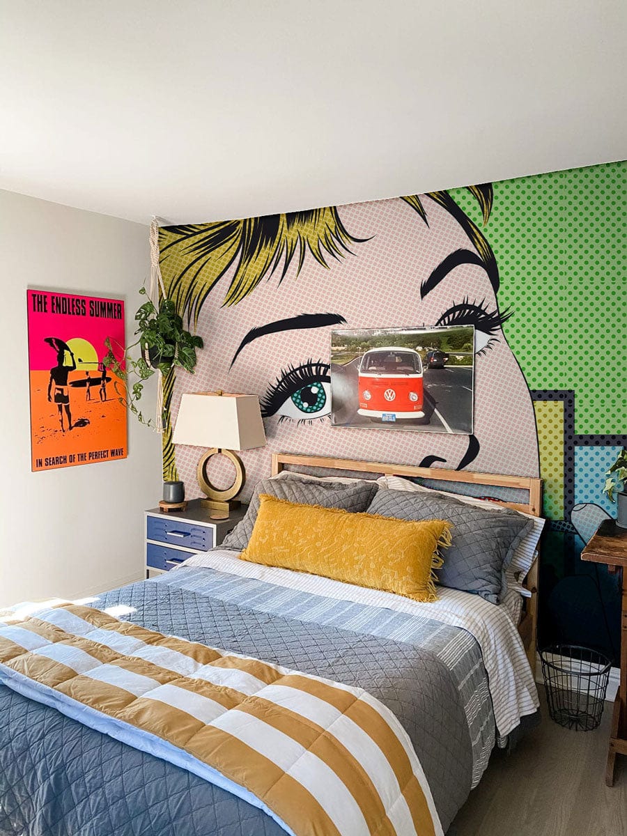 hepburn mosaic wall mural bedroom decor idea