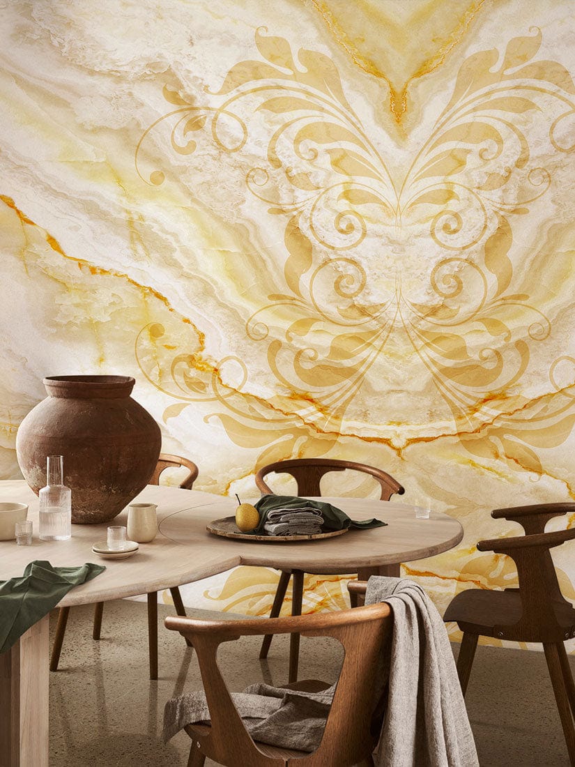 elegant marble wallpaper mural dining room decor