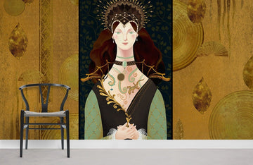 Regal Gold Art Deco Wandtapete