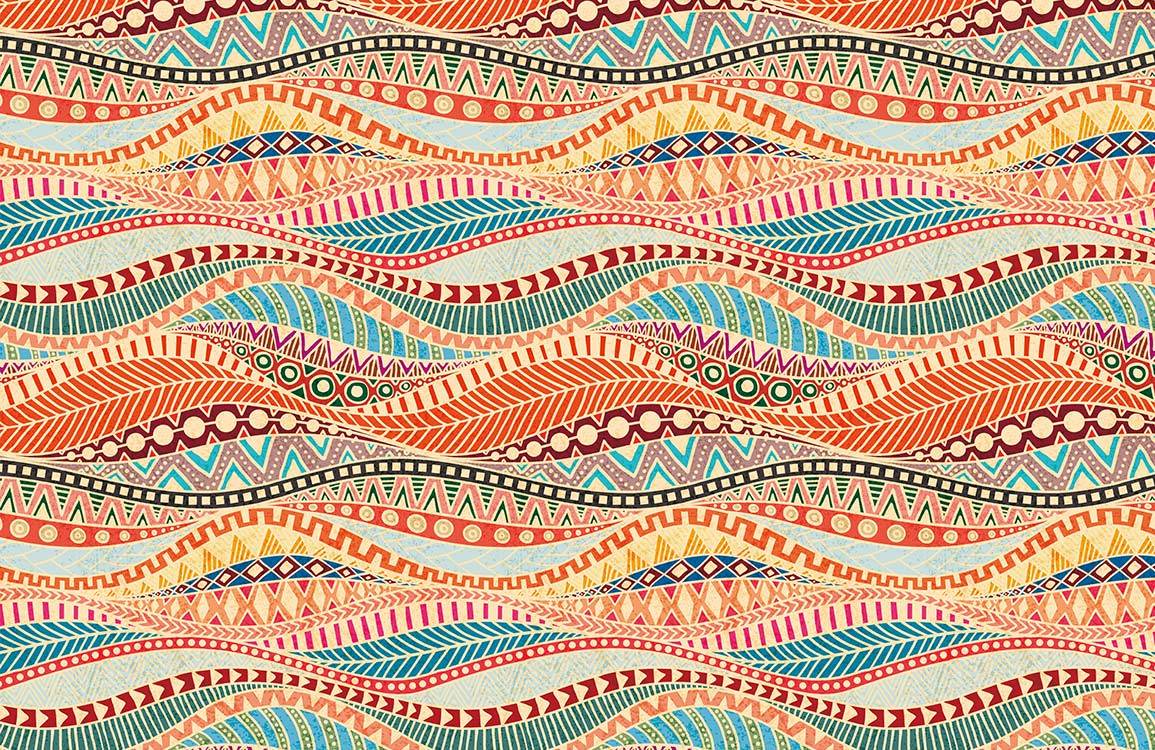 Boho Chic Geometric Wave Mural Wallpaper
