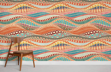 Boho Chic Geometric Wave Mural Wallpaper